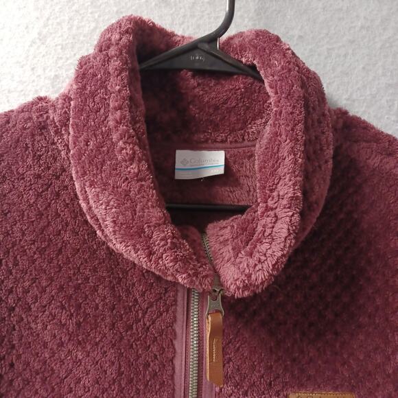 Columbia Women's Fireside Sherpa Fleece Jacket XXL FITS SMALL XL Merlot Purple - Picture 3 of 9